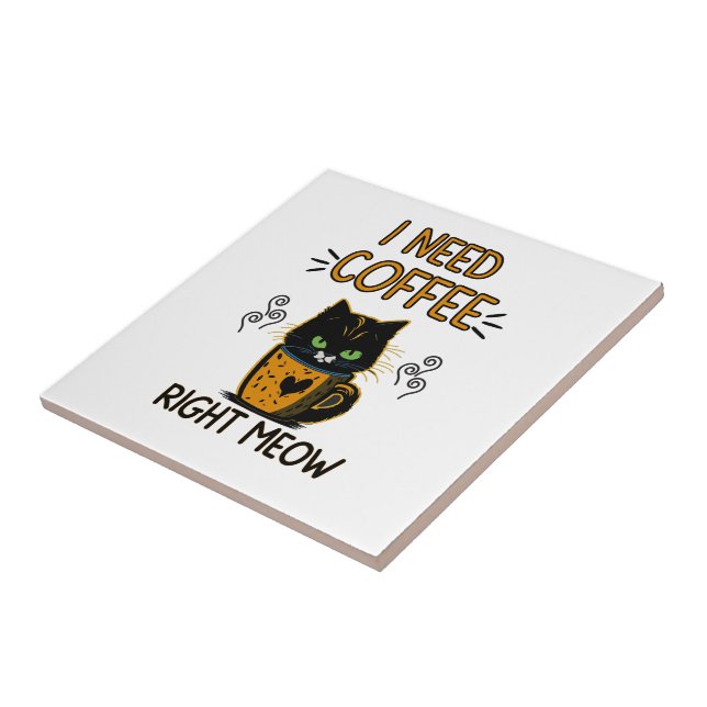Azulejo Necesito Café Justo Meow Ceramic Tile (Lado)