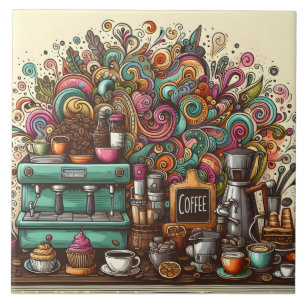 Azulejo Negocio de barra de café lindo elaboración 