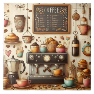 Azulejo Negocio de barra de café lindo elaboración