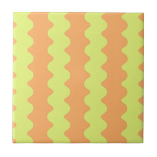 Azulejo Negrita Naranja Lime Wavy Stripe Moderno Decorativ