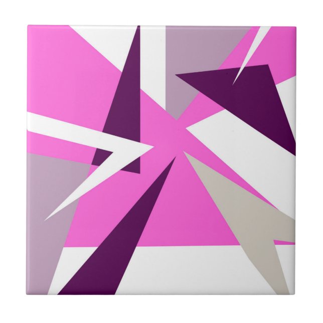 Azulejo Negrita Resumen Arte Gris Púrpura Rosa (Frente)