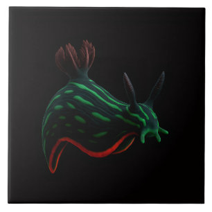 Azulejo Negro 4 Luxe con Babosa de Mar Verde Neon