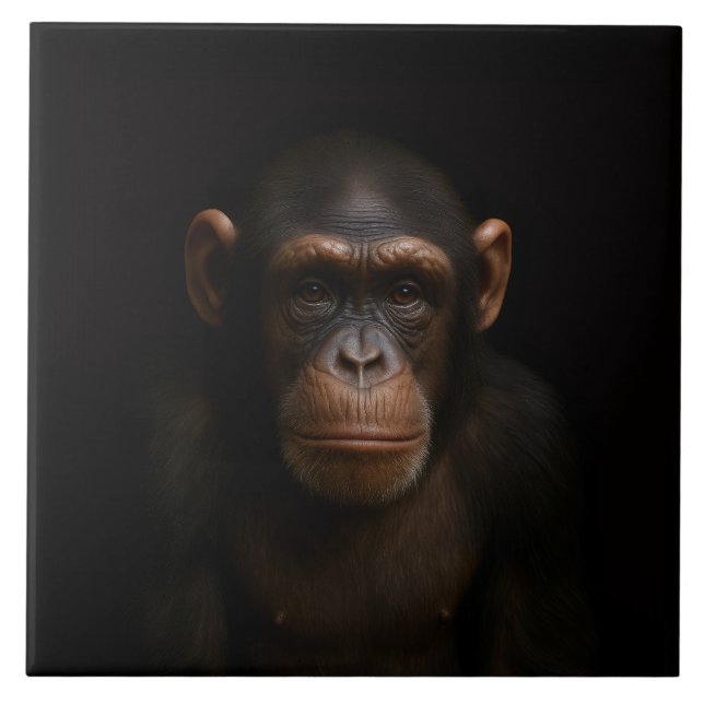 Azulejo Negro 4 Luxe con Chimpancé Sereno (Frente)
