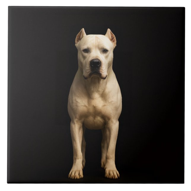 Azulejo Negro 4 Luxe con Dogo Argentino Audaz (Frente)