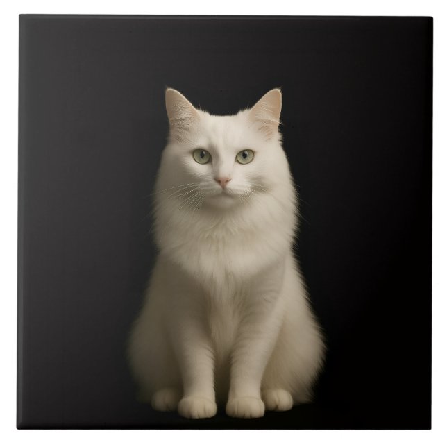 Azulejo Negro 4 Luxe con Gato Angora Turco (Frente)