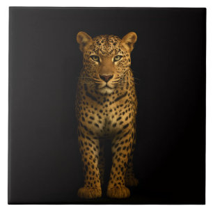 Azulejo Negro 4 Luxe con Leopardo Majestuoso