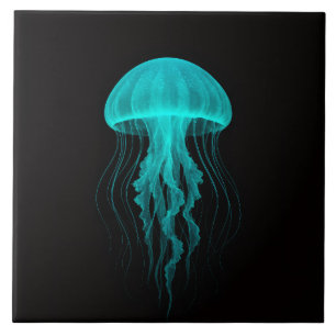 Azulejo Negro 4 Luxe con Medusa Verde Neon