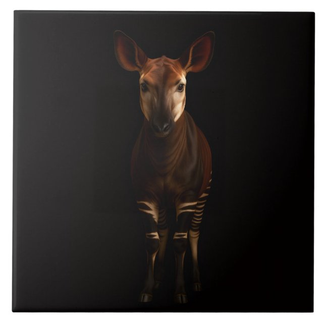 Azulejo Negro 4 Luxe con Okapi del Bosque (Frente)