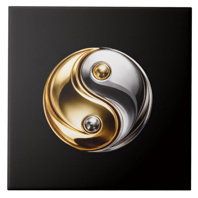Azulejo Negro 4 Luxe con Símbolo de Yin Yang de la (Frente)