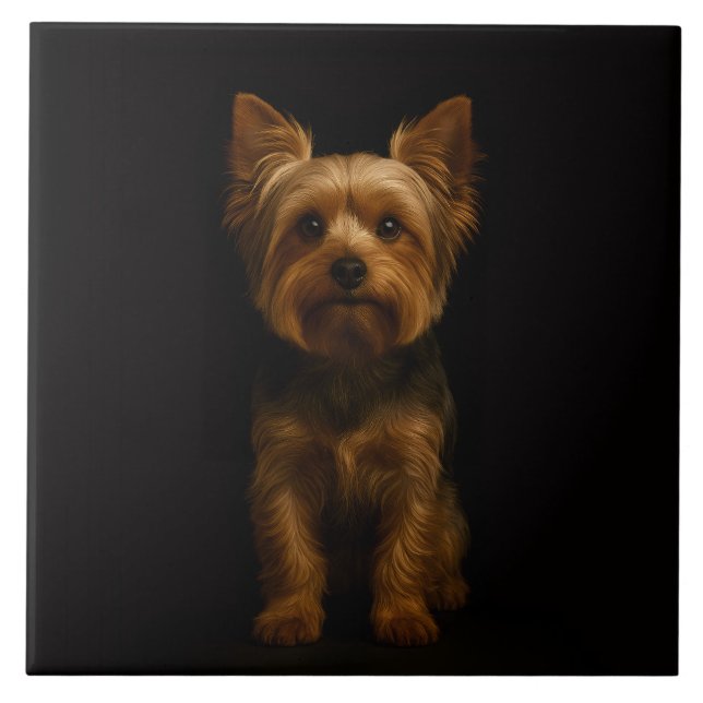 Azulejo Negro 4 Luxe con Yorkshire Terrier (Frente)