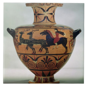 Azulejo Negro-figura Etrusco-Jónica hydria que representa