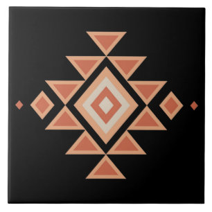 Azulejo Negro Nativo del Suroeste y Naranja Desierto