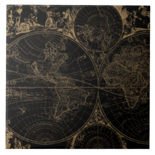 Azulejo Negro náutico del mapa del viaje del Viejo Mundo