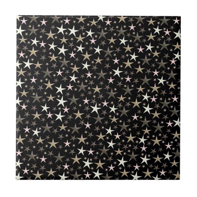 Azulejo negro, plateado, brillante, brillante, estrella, c (Frente)