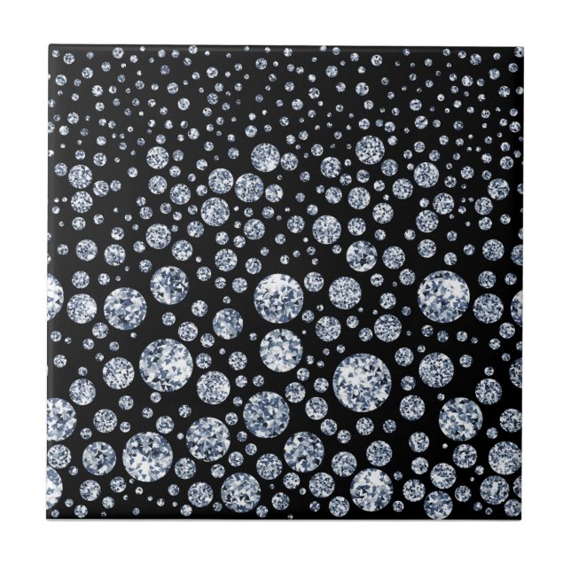 Azulejo Negro plateado de cristal metálico (Frente)