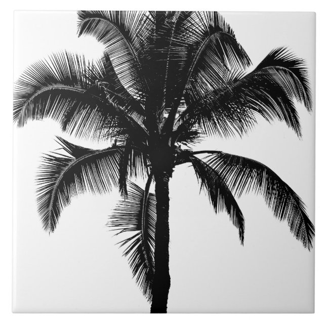 Azulejo Negro tropical hawaiano retro de la silueta de la (Frente)