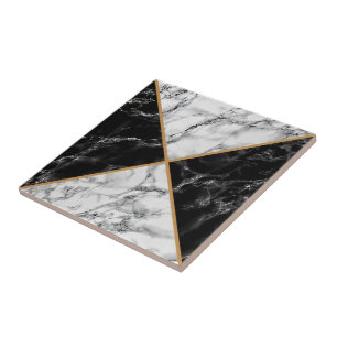 Azulejo Negro y blanco Check Faux Marble Cerámica Tile
