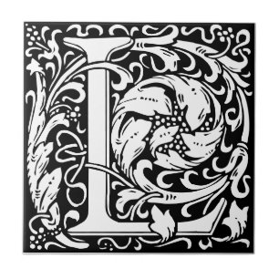 Azulejo negro y blanco de arte nuevo con la letra