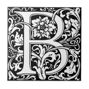 Azulejo negro y blanco de estilo modernista con la