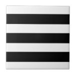 Azulejo Negro y blanco raya moderno elegante rayado<br><div class="desc">teja de encargo</div>