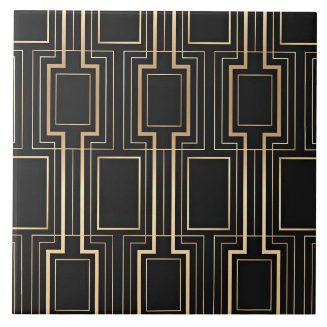 Azulejo Negro y oro Art Deco (Frente)