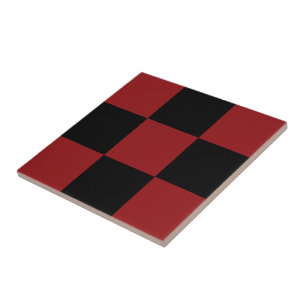 Azulejo Negro y Rojo Comprobación Cerámica Tile Moderno