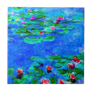 Azulejo Nenúfares rojos, por Oscar-Claude Monet