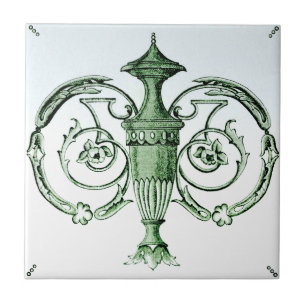 Azulejo Neoclásicos Green Urn 1880 Transferware Repro
