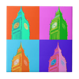 Azulejo Neón Big Ben del arte pop