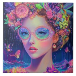 Azulejo Neon Garden Goddess