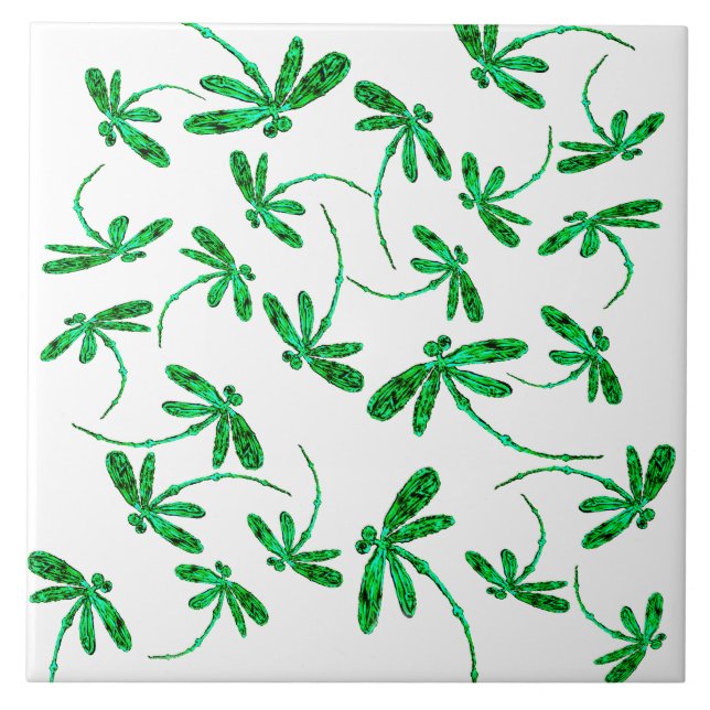 Azulejo Neon Green Dragonfly Frenzy (Frente)