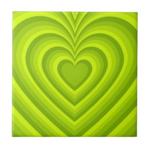 Azulejo Neon Green Hypnotic Heart Love Pattern