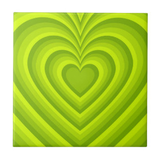Azulejo Neon Green Hypnotic Heart Love Pattern