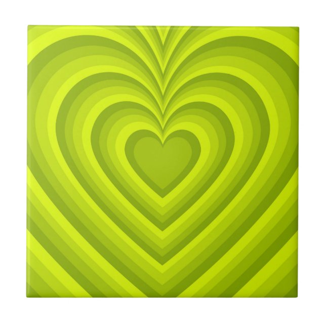 Azulejo Neon Green Hypnotic Heart Love Pattern (Frente)