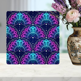 Azulejo Neon Jellyfish Art Deco Fan Pink Blue