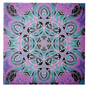 Azulejo Neon kaleidoscope , mandala