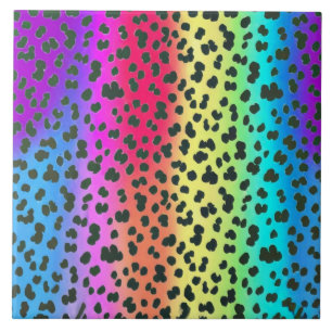 Azulejo Neon rainbow Leopardo Ceramic Tile