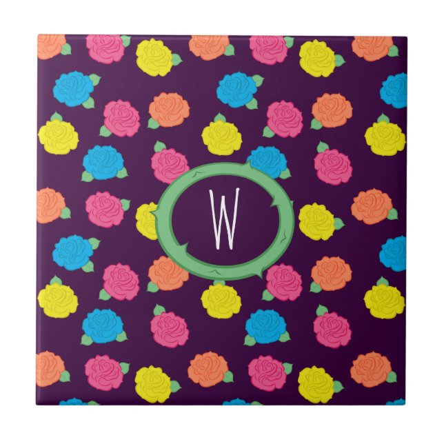 Azulejo Neon Rosas Tile (Frente)