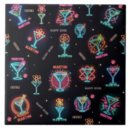 Azulejo Neon Rótulo Space Age Atomic Martini Cocktails Pri