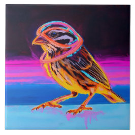 Azulejo Neon Sparrow con acentos brillantes