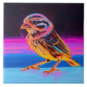 Azulejo Neon Sparrow con acentos brillantes