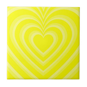 Azulejo Neon Yellow Hypnotic Heart Love Pattern
