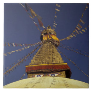 Azulejo Nepal, Katmandú. Bajo banderas de oración, vigil