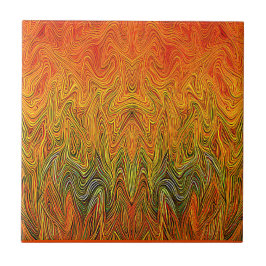 Azulejo "Neural Firestorm" Resumen Naranja amarillo