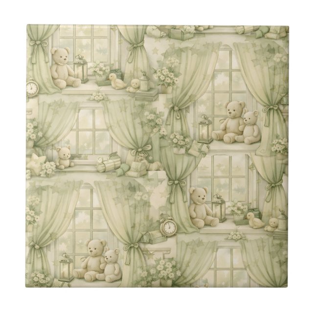 Azulejo Neutral Nursery Teddy Bear Room Beige Pattern (2) (Frente)