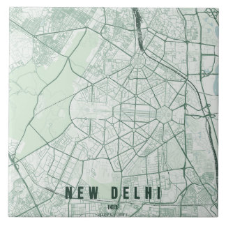 Azulejo New Delhi India City Map Minimal
