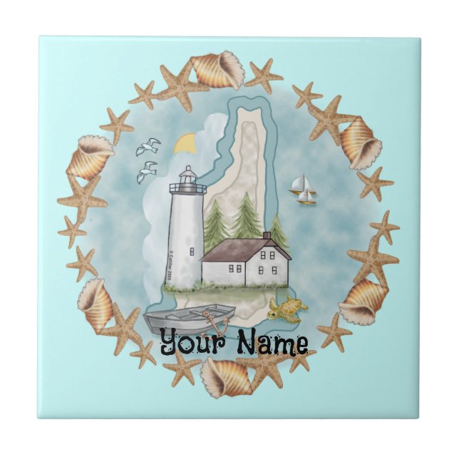 Azulejo New Hampshire Shells Lighthouse Tile (Frente)