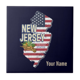 Azulejo New Jersey United States Retro Map USA Souvenir