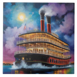 Azulejo New Orleans Steamboat Riverboat Boat on River