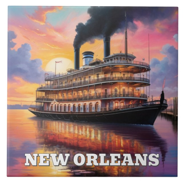 Azulejo New Orleans Steamboat Riverboat Boat Sunset Cruise (Frente)